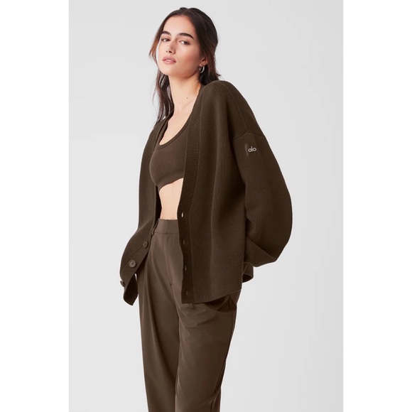 Alo Yoga Scholar Cardigan Sweater Expresso M - Picture 3 of 15